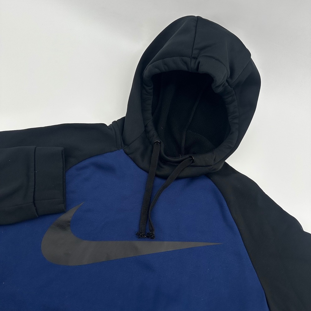 Nike Dri-FIT Navy Hoodie Pullover Medium Sweatshirt Black‎ Logo Activewear